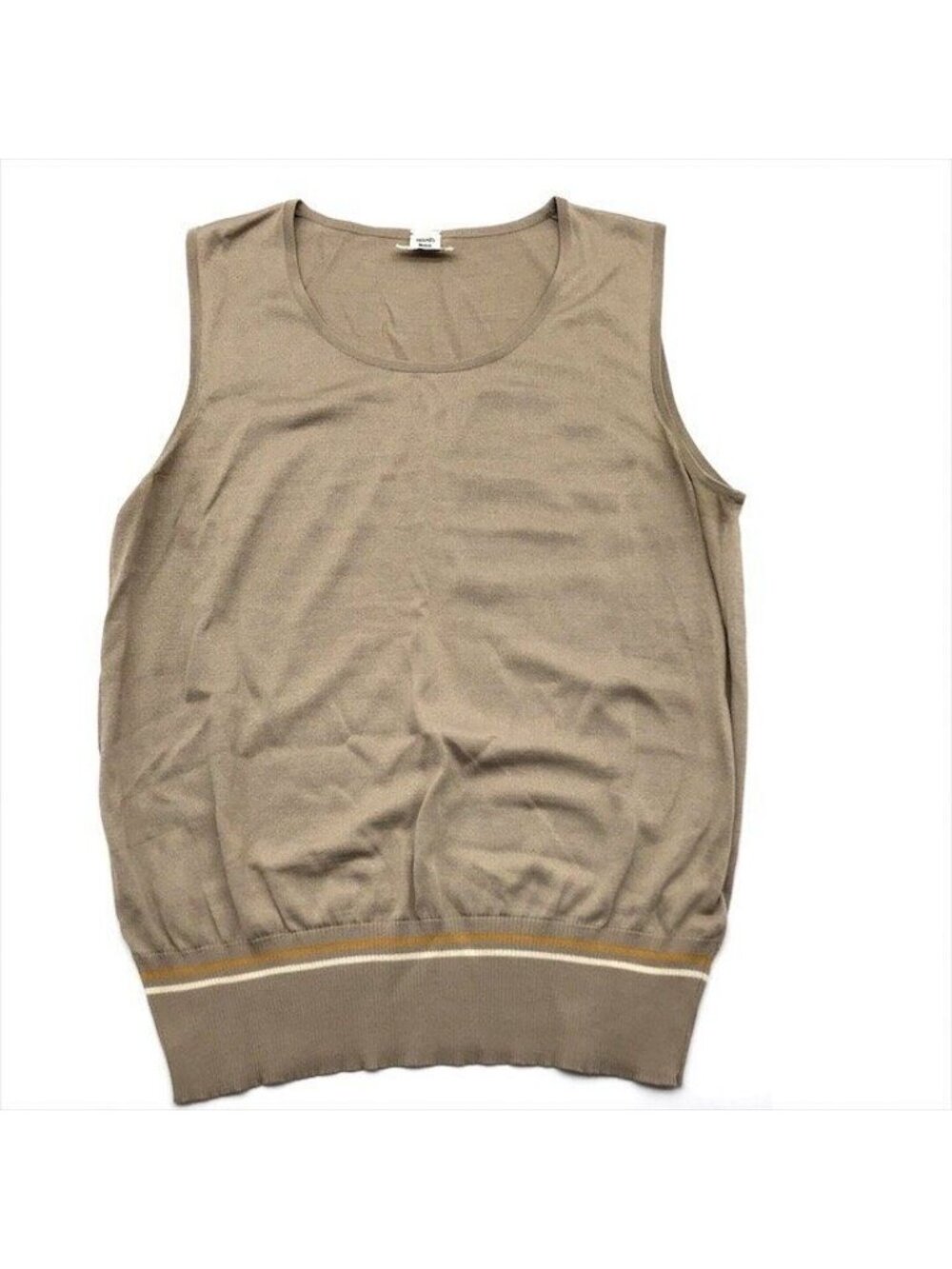 Hermes Sleeveless Knit 40 Silk 100% Beige Sweater
